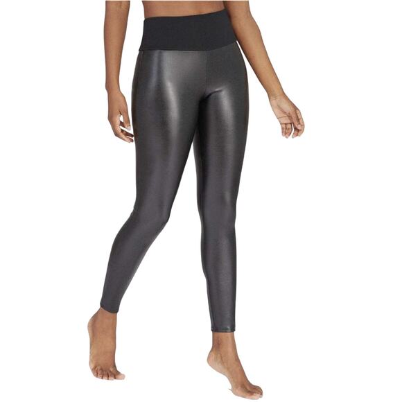 Assets by SPANX Faux Leather Leggings Black High Rise Shaping Size XL EUC - Picture 1 of 7